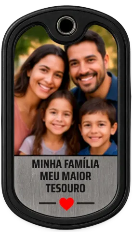 Modelo de Dog Tag Dog Tag Personalizada com Foto e Homenagem à Família