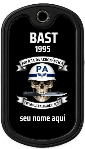 Dog Tag Dog Tag Personalizada Polícia da Aeronáutica com Nome e Tipo Sanguíneo em aço inox