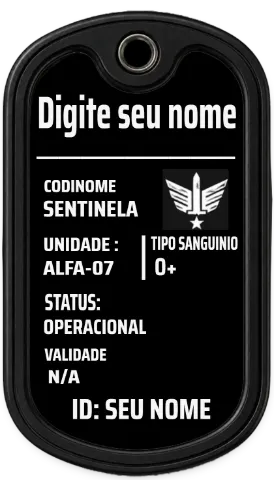 Modelo de Dog Tag Dog Tag Tática Operacional black